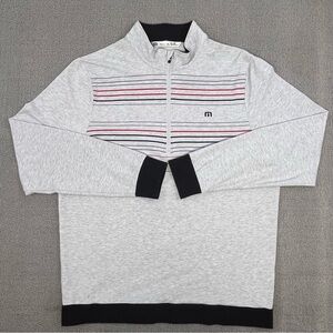 Travis Mathew Shirt Adult Large Gray Quarter Zip Colorful Stripes Preppy Men